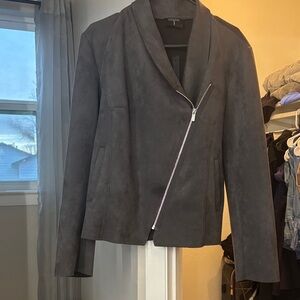 Tahari Dark Gray Leather Jacket